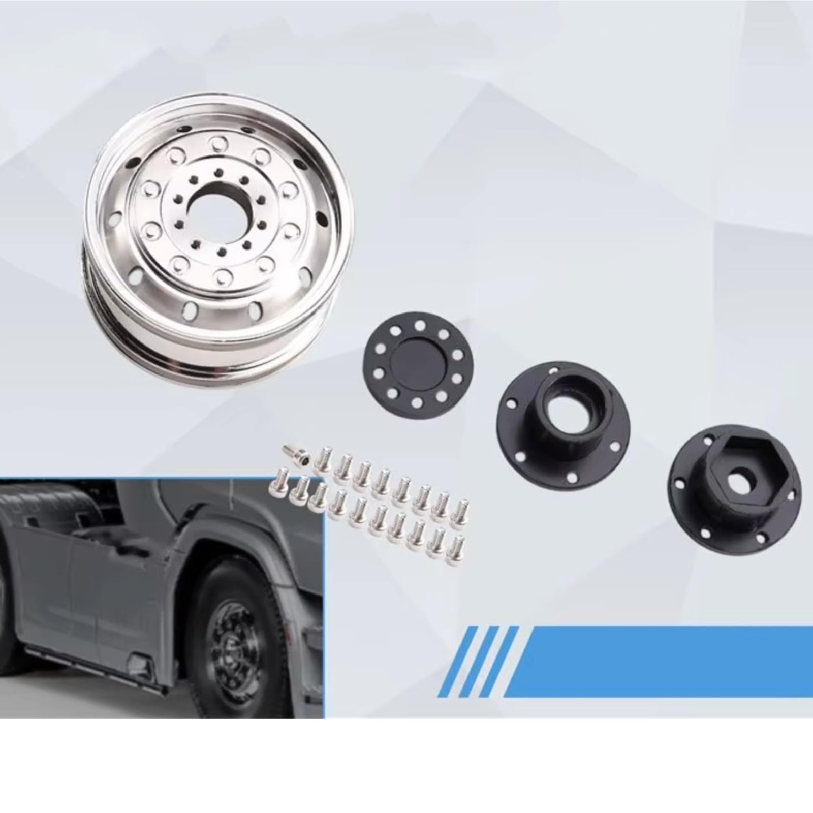 Per Tamiya Tractor 1/14 Aggiornamenti Del Veicolo Telecomandato Accessori Parti Kit Mozzo Ruota Anteriore Ricambi RC
