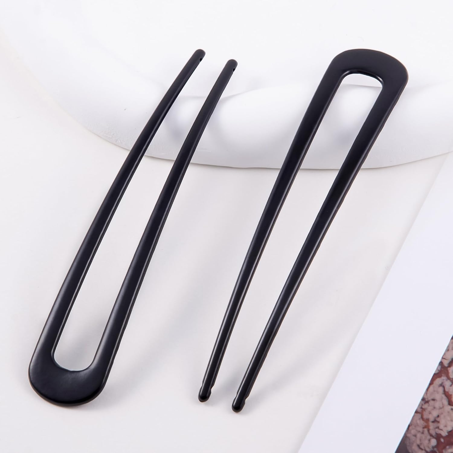 6Pcs Metal French Hair Pins for Women U Shape Sticks 3.9 Inch Vintage Fork for Hairstyle Accessories(Black)