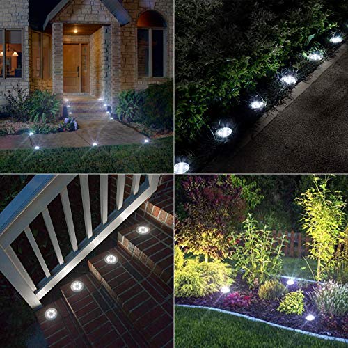 ODEETRONIC Solar Ground Lights, 12 Packs 8 LED Solar Disk Lights, Outdoor in-ground Light Waterproof, Round Solar-Powered Puck Light Flat Lamps for Landscape Pathway Yard Garden Walkway, Cool White - Image 6