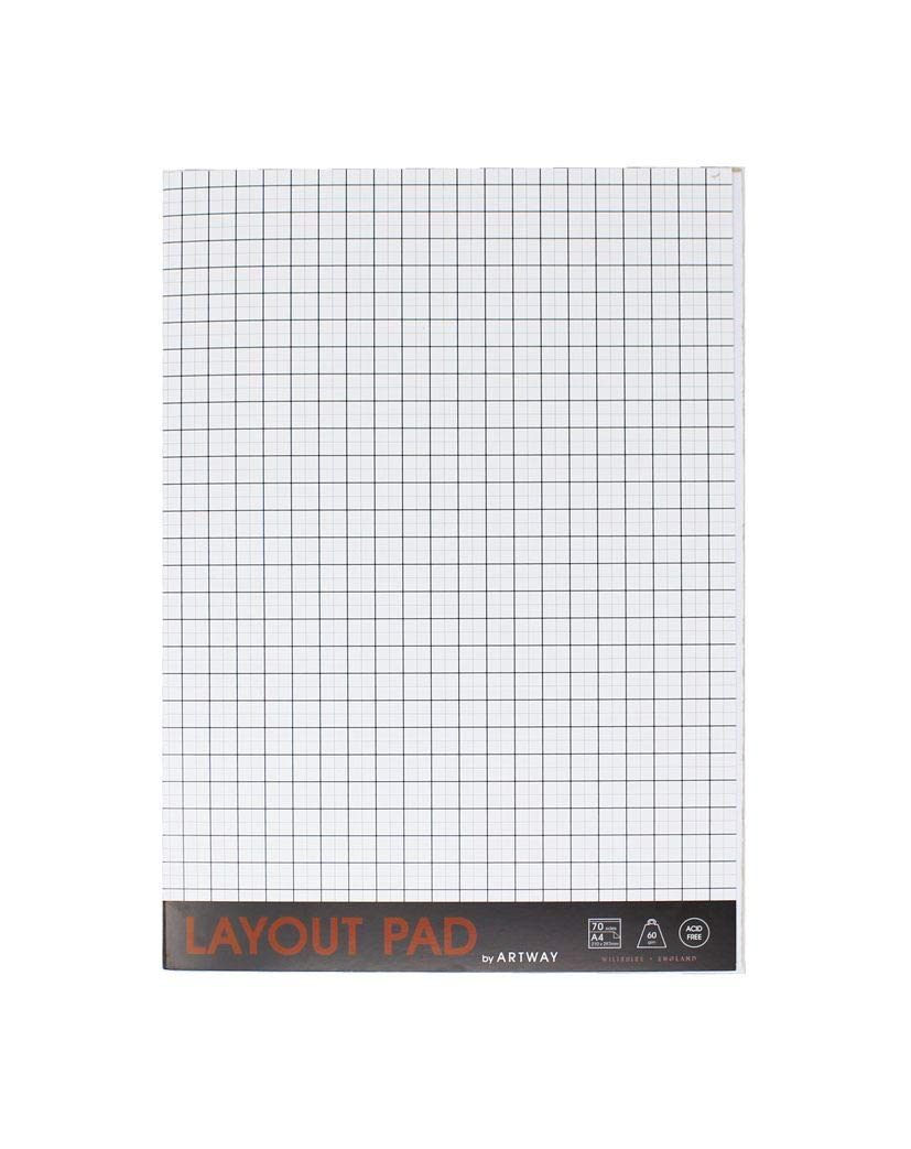 Artway - A4 Layout Pad - 60gsm - Acid-Free, Bleed-Resistant Paper - With Layout Grid - 35 Sheets