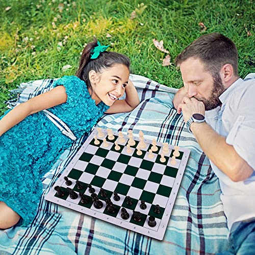 Juegoal 20" Portable Chess & Checkers Set, 2 In 1 Travel Board Games For Kids And Adults, Folding Roll Up Chess Game Sets, Extra 26 Checker Pieces, Tournament Thick Mousepad Mat With Storage Bag #TOP3