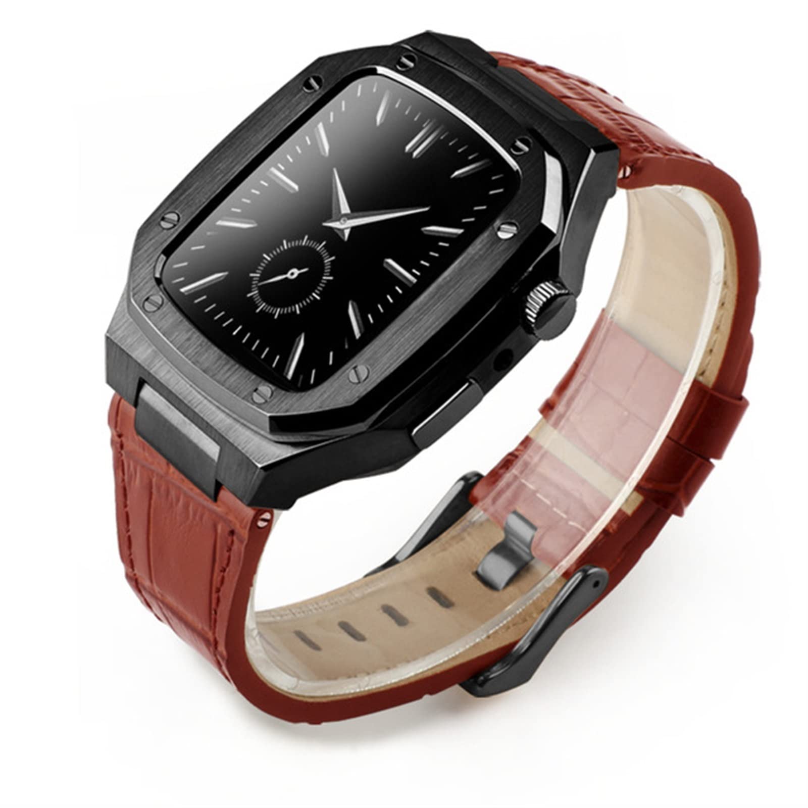 Bracelet en cuir de qualité avec boucle métal pour Apple Watch 45mm CZKE