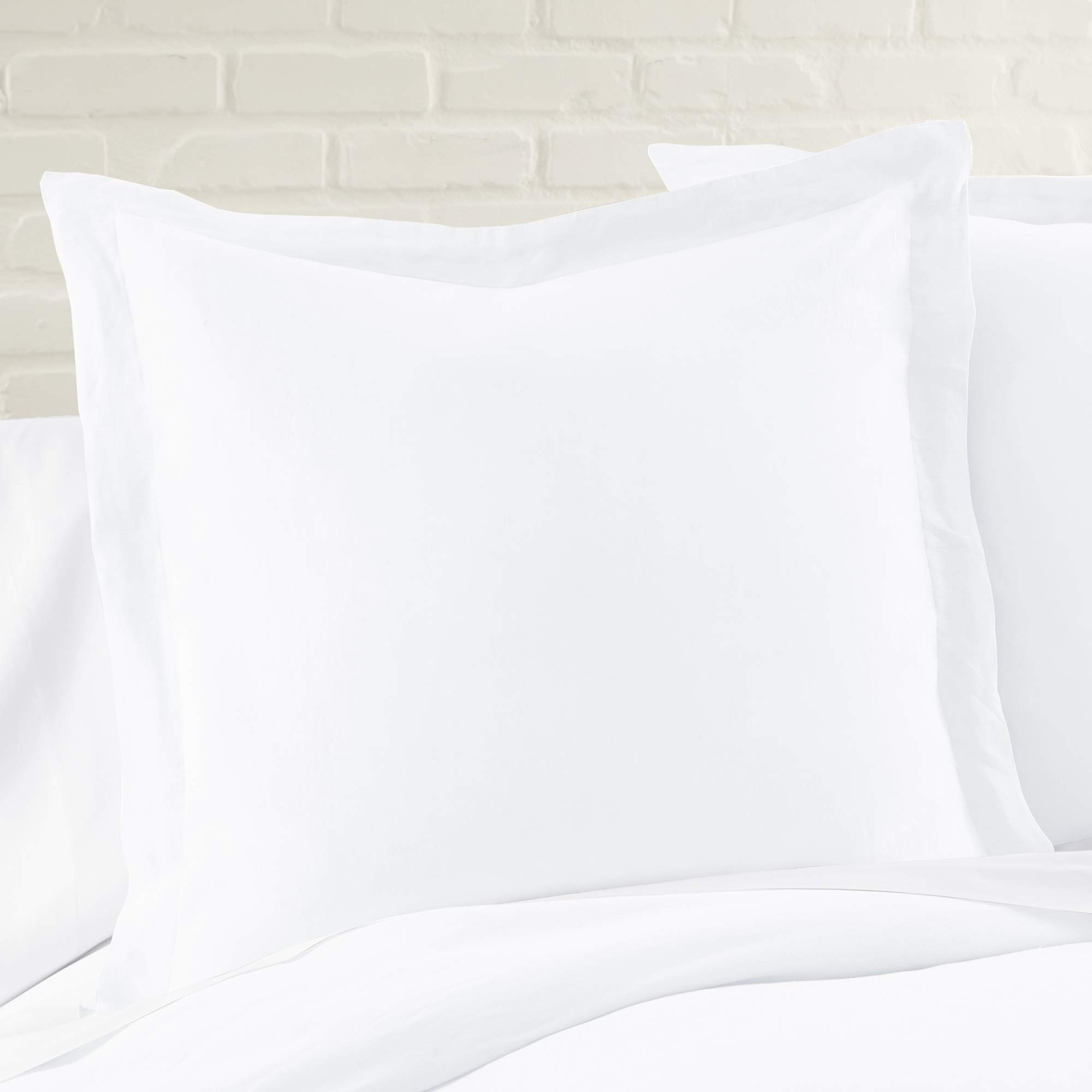 Levtex Home - 100% French Flax Linen - Euro Sham - French Flax Washed Linen - White - Sham Size (26x26in.), No Insert