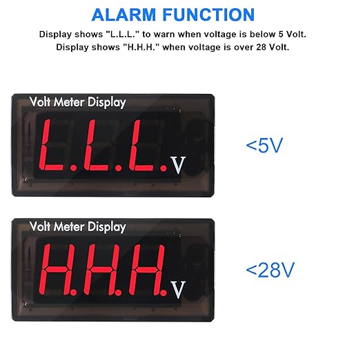 Miniatura 15 de Medidor de voltímetro digital de 12 V CC para automóvil, pantalla LED, voltaje CC 5-28 V, pantalla de voltaje impermeable, medidor de voltímetro