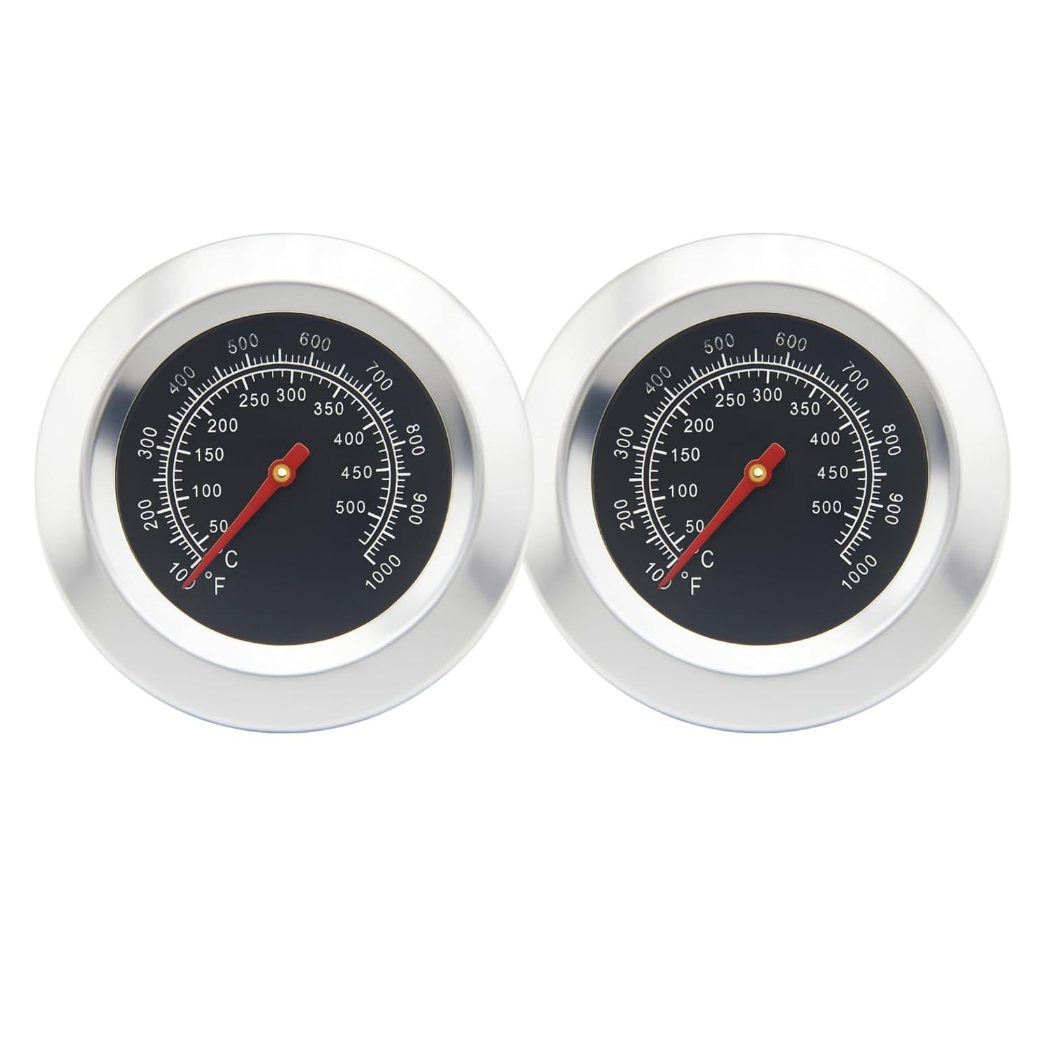 Paquete de 2 termómetros para parrilla, medidor de temperatura analógico de 3 pulgadas, 100-1000 F para barbacoa, parrilla de carbón, ahumador,