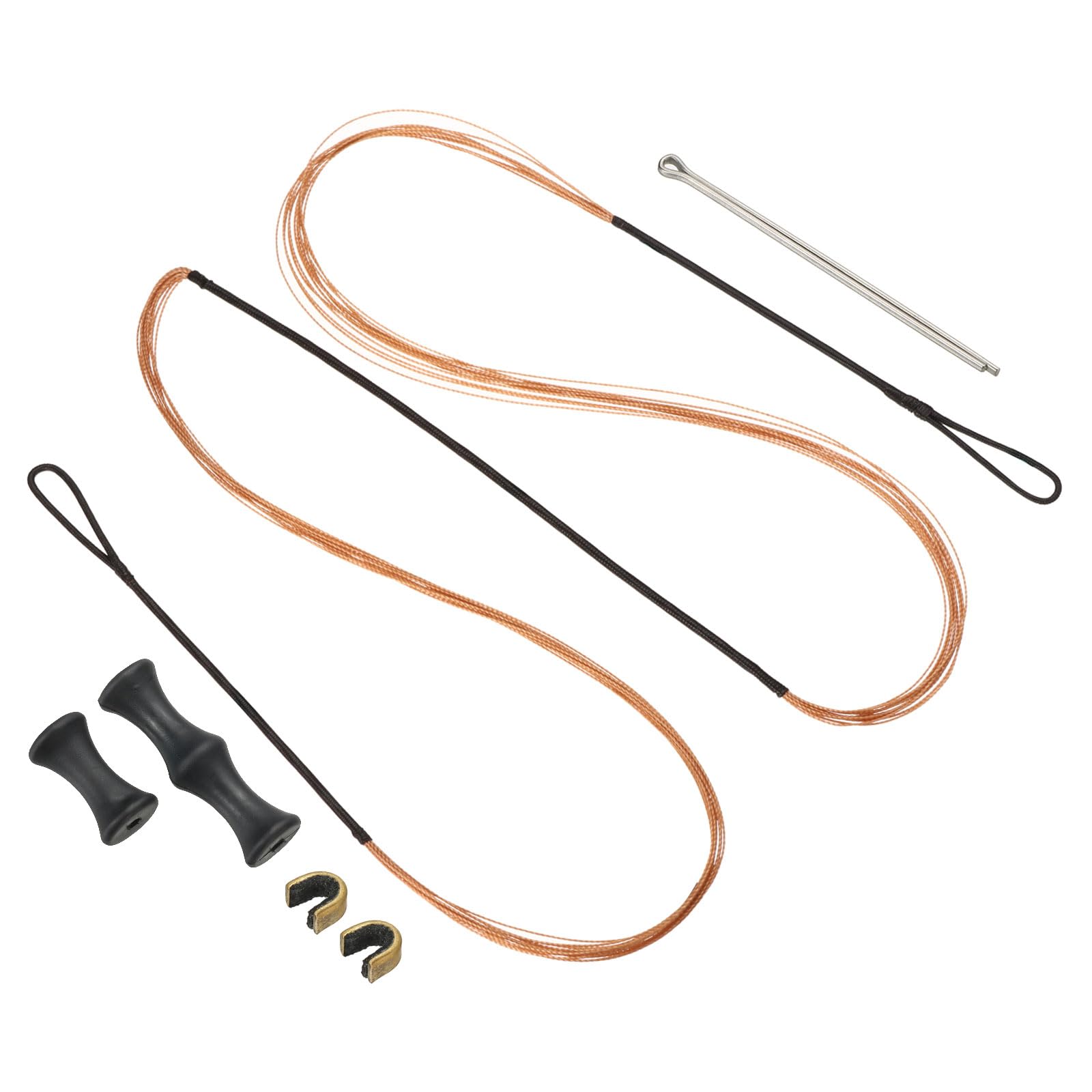 PATIKIL 50 Inch Bow String Replacement, Archery Bowstrings Accessories 12 Strands Bowstring with Finger Guard & 2 Brass Nock Points for Traditional Recurve Longbow, Black-Orange