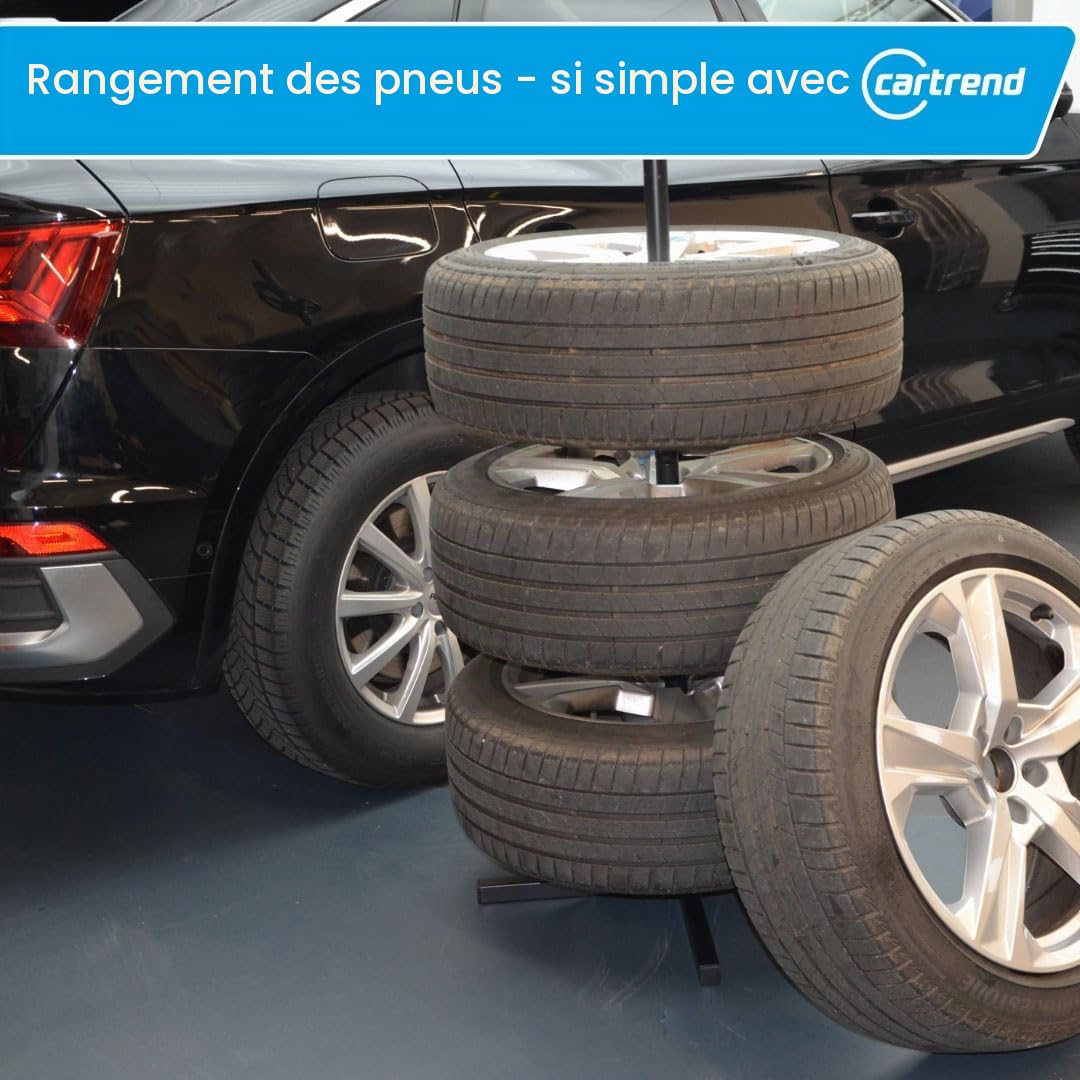 cartrend Support de pneu XL - Charge maximale de 120 kg - Compatible avec tous les types de jantes et pneus jusqu'à 285 mm - Noir