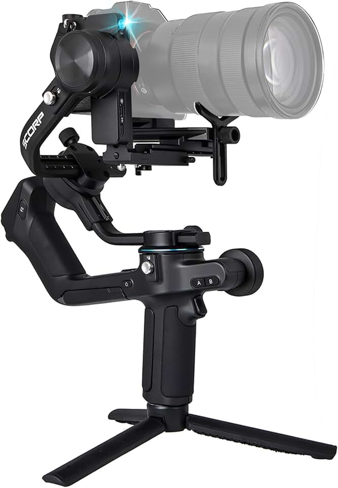 FeiyuTech SCORP 2, estabilizador gimbal de 3 eixos para câmeras DSLR e sem espelho, rastreamento de IA, pagamento de 2,5 kg, vida útil da bateria de 13 horas, carregamento rápido USB-C