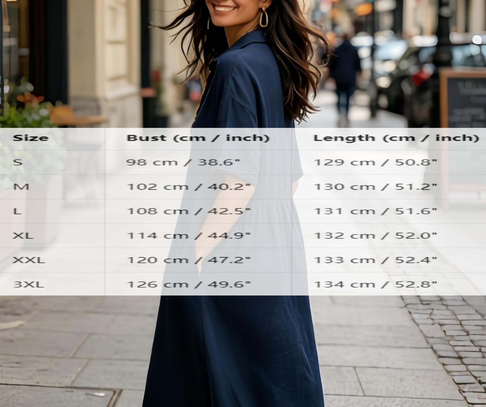 Generico Maxi Abito da Donna con Scollo a V, Colletto risvoltato e Spacco – Abito Casual con Tasca, Ideale Come Copricostume per Le Vacanze estive