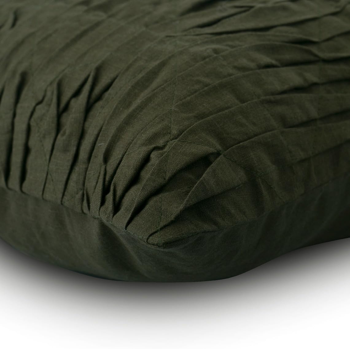 The HomeCentric Euro Shams, Decorative Olive Green 26"x26" (65x65 cm) Throw Pillow Covers, Linen Textured & Pintucks Throw Pillows for Sofa, Solid Pattern Contemporary - More About Olive