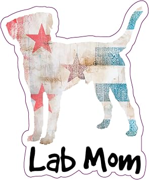 WickedGoodz Lab Mom Distressed Flag Vinyl Decal - Labrador Retriever Dog Bumper Sticker - for Laptops Tumblers Windows Cars Trucks