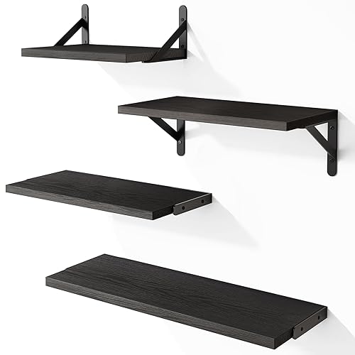 YGEOMER Black Shelves for Wall, Black Wall Floating Shelves Different