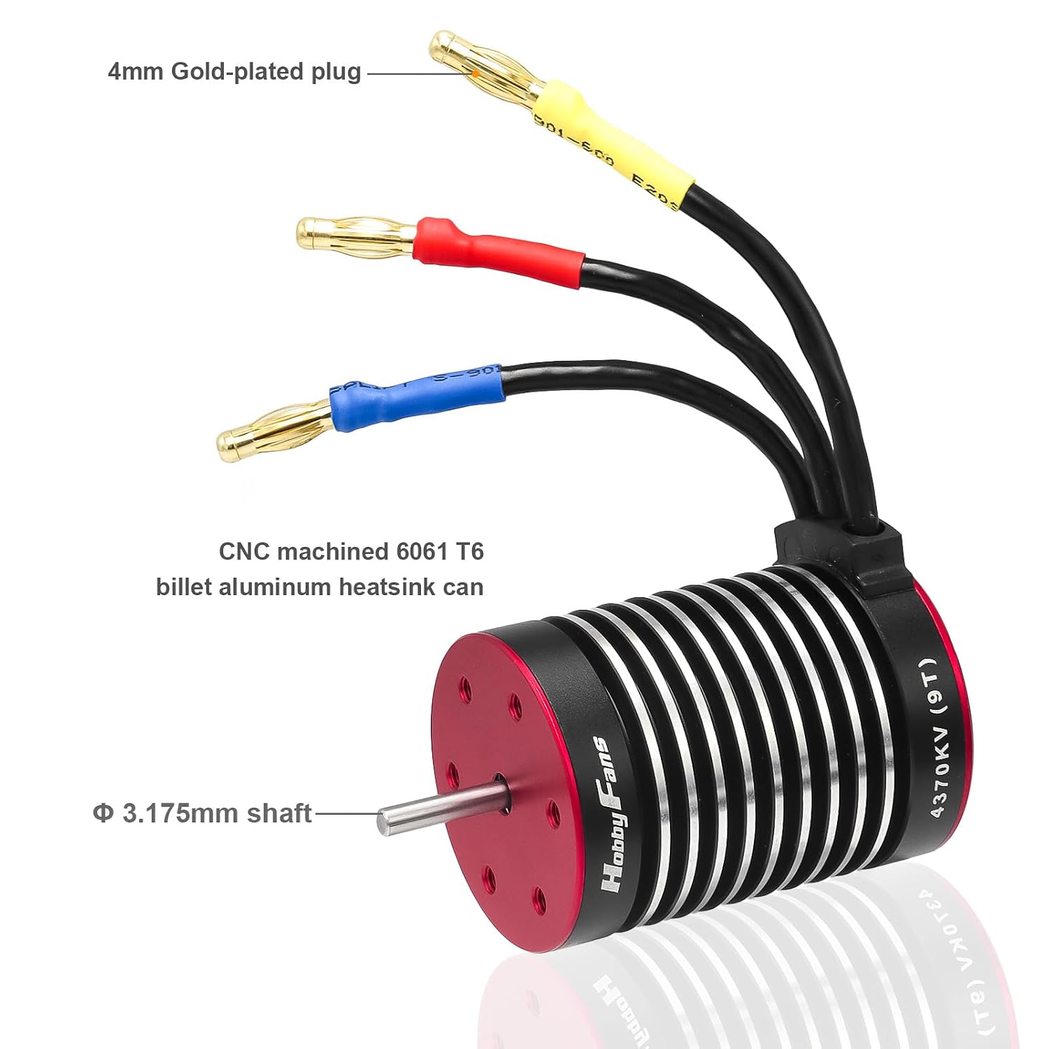 Hobby Fans Waterproof F540 9T 4370KV Brushless Motor 3.175mm Shaft with 60A Brushless ESC Electric Speed Controller with Heatsink and Programming Card for 1/10 Remote Control Car Truck, Black & Red
