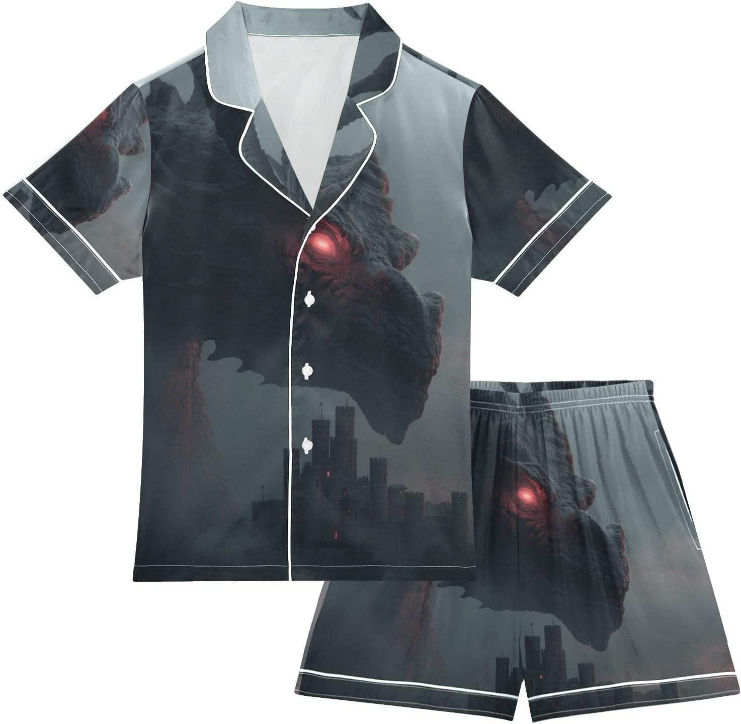Silk Pajamas Sets Soft Satin 2 Piece Pjs Set Short Sleeve Sleepwear Nightwear
