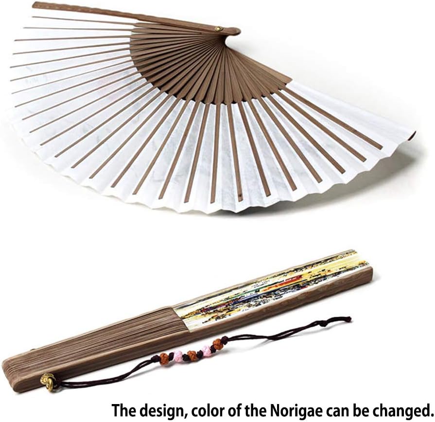 Korean Traditional Bamboo Hanji Hand Fan w/Norigae Folding Gift GANGGNAGSULAE