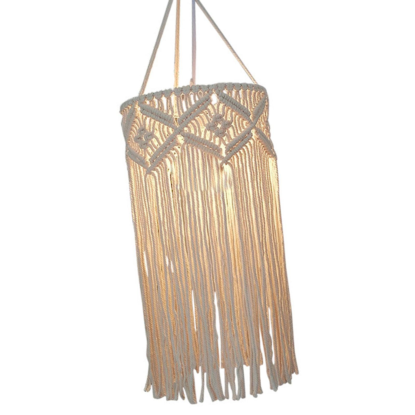 MYCENSE Macrame Light Fixture Cover for Children's Room, White, Style B