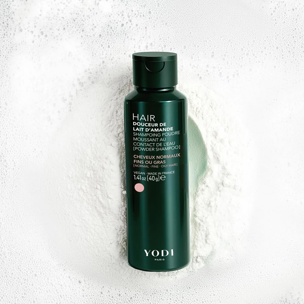 YODI - Shampoing Poudre 100% Ingrédients d'Origine Naturelle - Lot de 3 - Volume & Brillance - Douceur De Lait D'Amande - Cheveux Normaux/Tendance Grasse - 40g ≃ 250 ml de shampoing liquide