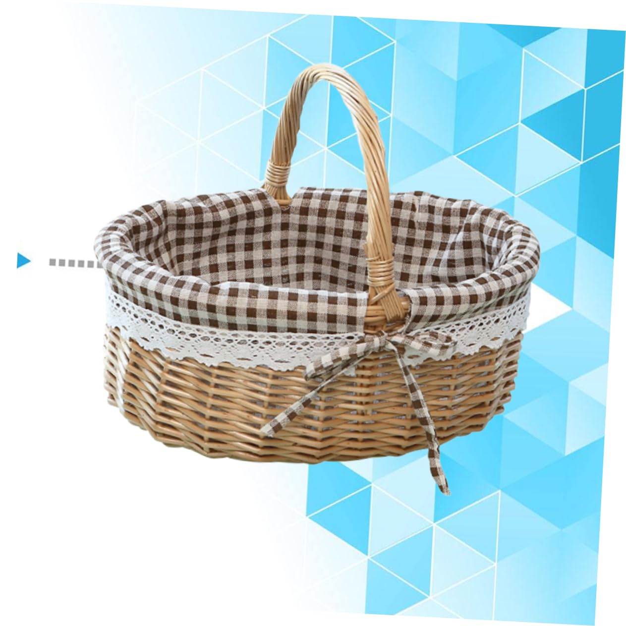 PRETYZOOM Cesta De De Ratán Ideal Para Frutas Verduras Pan Almacenamiento De y Picnic Diseño De Cuadros