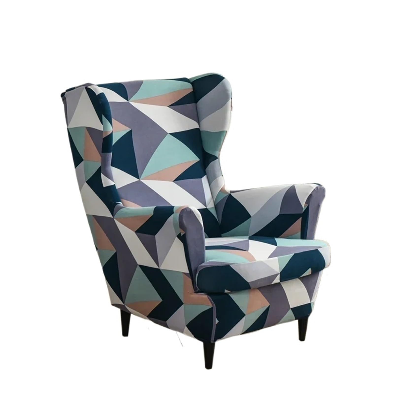 GCYEIDMA Wing Chair Slipcover Floral Printed Wing Chair Cover Stretch Armchair Covers Removable Relax Sofa Slipcovers with Seat Cushion(A8 Wingchair Cover)