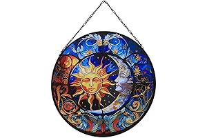 8'' Sun Moon Stained Glass Window Hanging