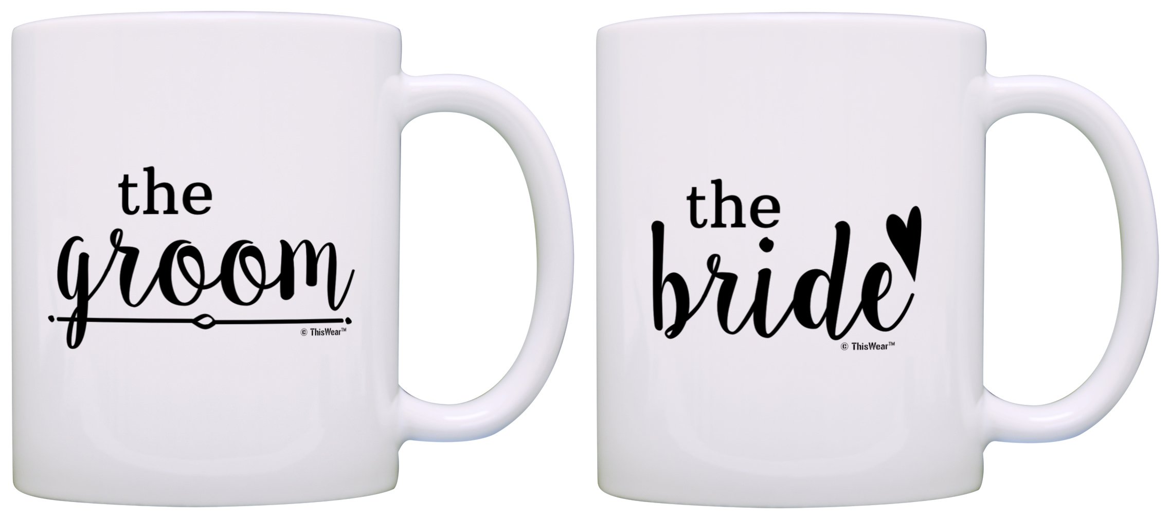 Bridal Shower Gifts Bride and Groom Wedding Gift Ideas 2 Pack Gift Coffee Mugs Tea Cups White