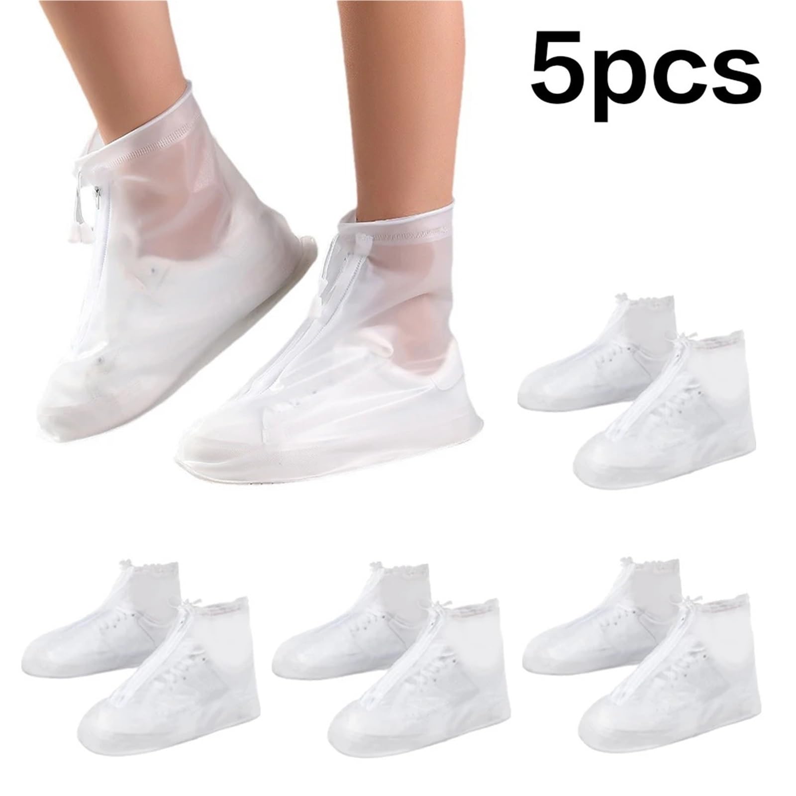 5 Pares de Fundas Impermeables for Zapatos, Antideslizantes, Ajustables, con cordón for Botas de Lluvia, for Hombres, Mujeres y niños. para Días de Lluvia y Nieve(L)