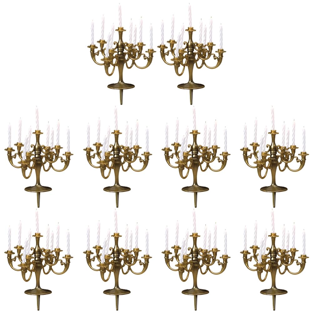 10 Pcs Mini Candelabra Cake Topper Candlestick Candle Holder Dessert Cake Birthday Candles for Christmas Wedding Decor