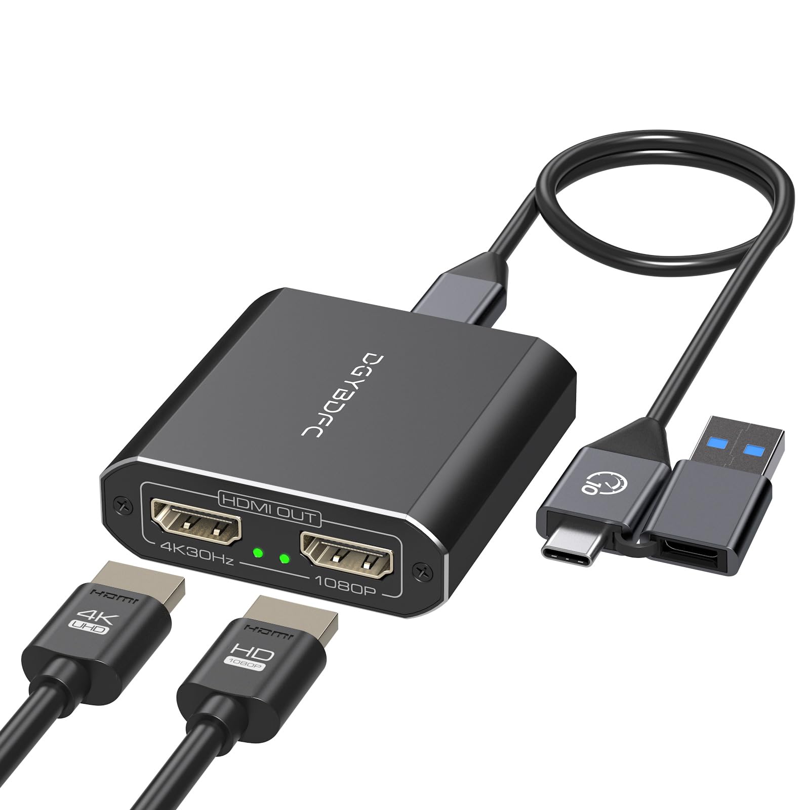 USB A/C to Dual HDMI Adapter Extended Display for Dual Monitor, USB A & USB C to Dual HDMI Splitter Display 3 Separate Screens for Windows, MacOS (