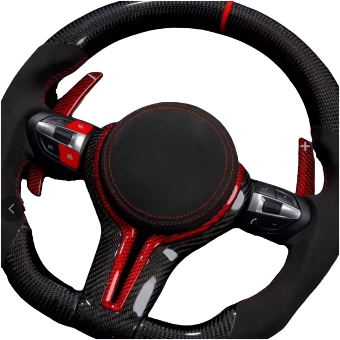 LED Car Steering Wheel Custom Made Leather Carbon Fiber Compatible For BMW 1Series 2 Series 3 Series 4 Series M2 M3 M4 Interior Accessories(Style b)