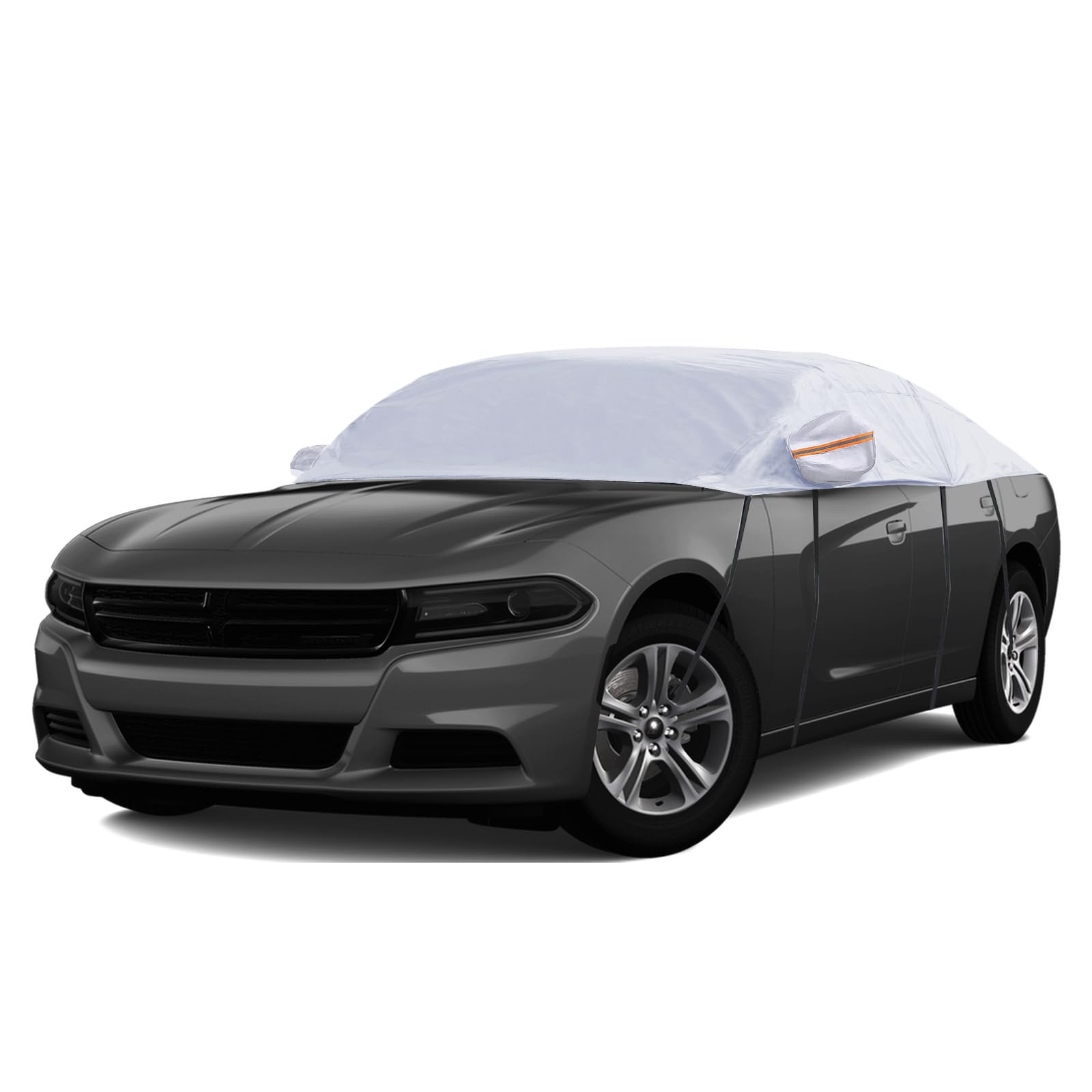 Half Car Cover, Windshield Cover for Ice and Snow, Car Snow Cover, Heavy Duty, UV Protection &amp; Waterproof, Universal Fit to Most Sedan Silver