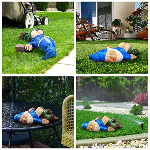 Linhuaaoo Naughty Garden Gnomes Statues - 9.5 Inch Large Funny Gnome Garden Outdoor Decor, Gnomes Resin Sculptures For Yard Patio Home Lawn Outside Decorations Ornament Housewarming Gifts, Blue #TOP3