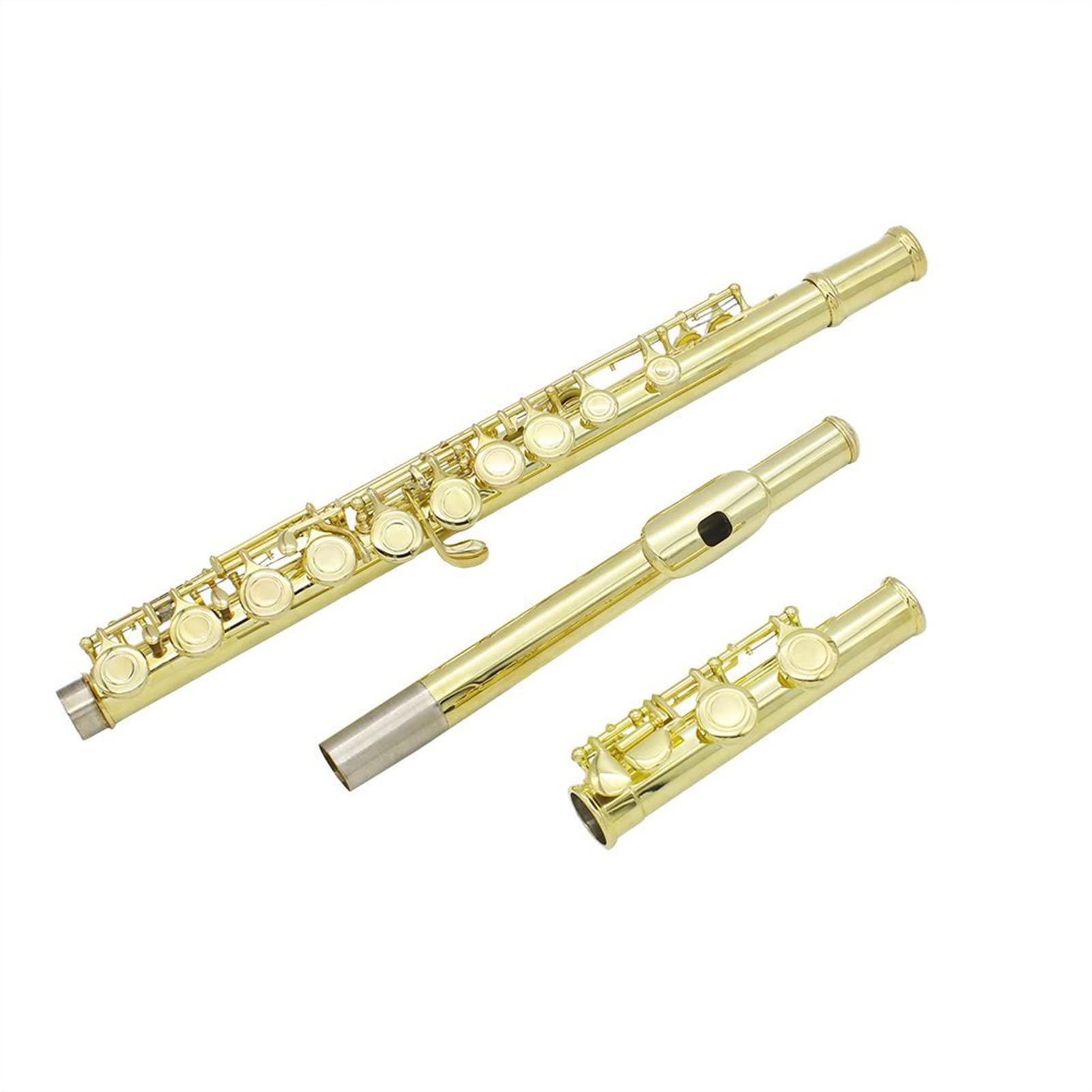 ZUZU Golden 16 Agujeros C Tone Flauta con E Woodwind Instrumento De Viento Agujero Cerrado Llaves De Oro Cupronickel Tube con Caja De Música Kit Flauta