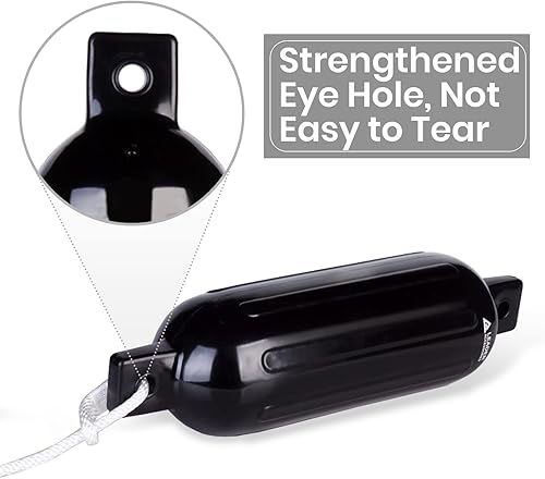 Miniatura 4 de Leader Accessories Paquete de 4 protectores de parachoques de barco con doble ojo, incluye líneas de guardabarros de 38 pulgadas y bomba para inflar