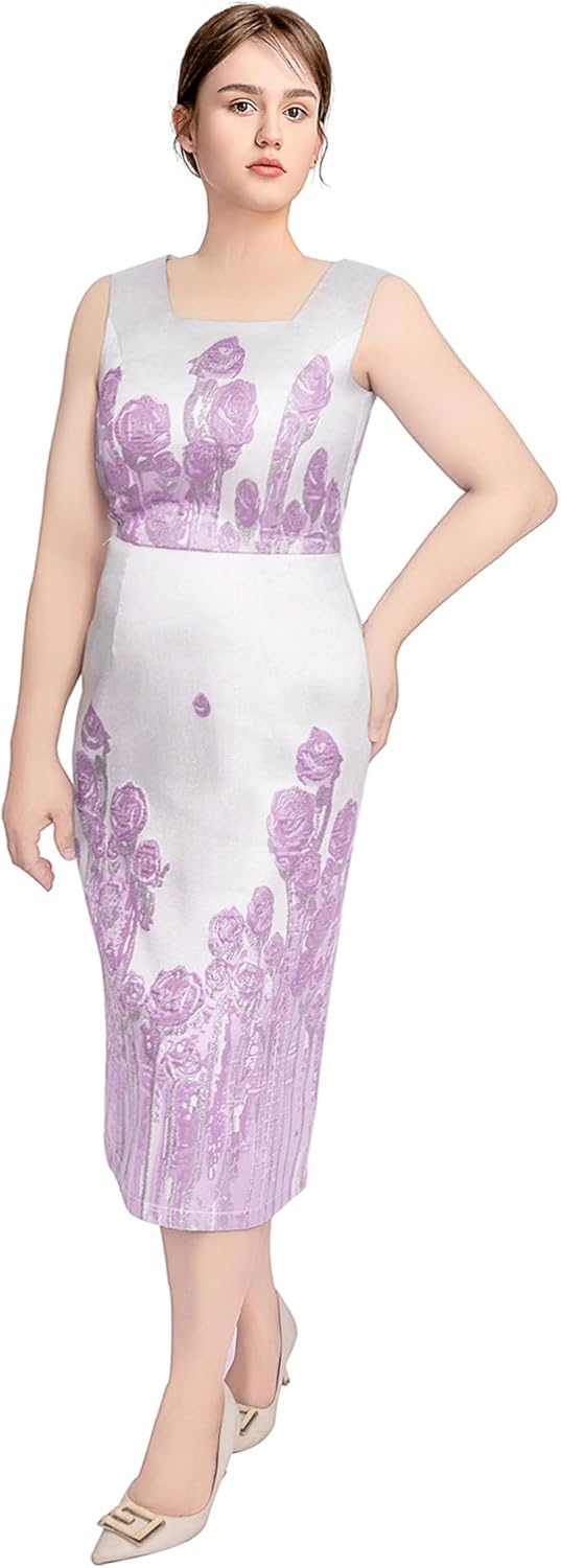 Geenlinm FASHlON Women's Dress Church Suits 2 Piece Jacquard Embroidery Jacket Church Set Plus Size Formal Attire