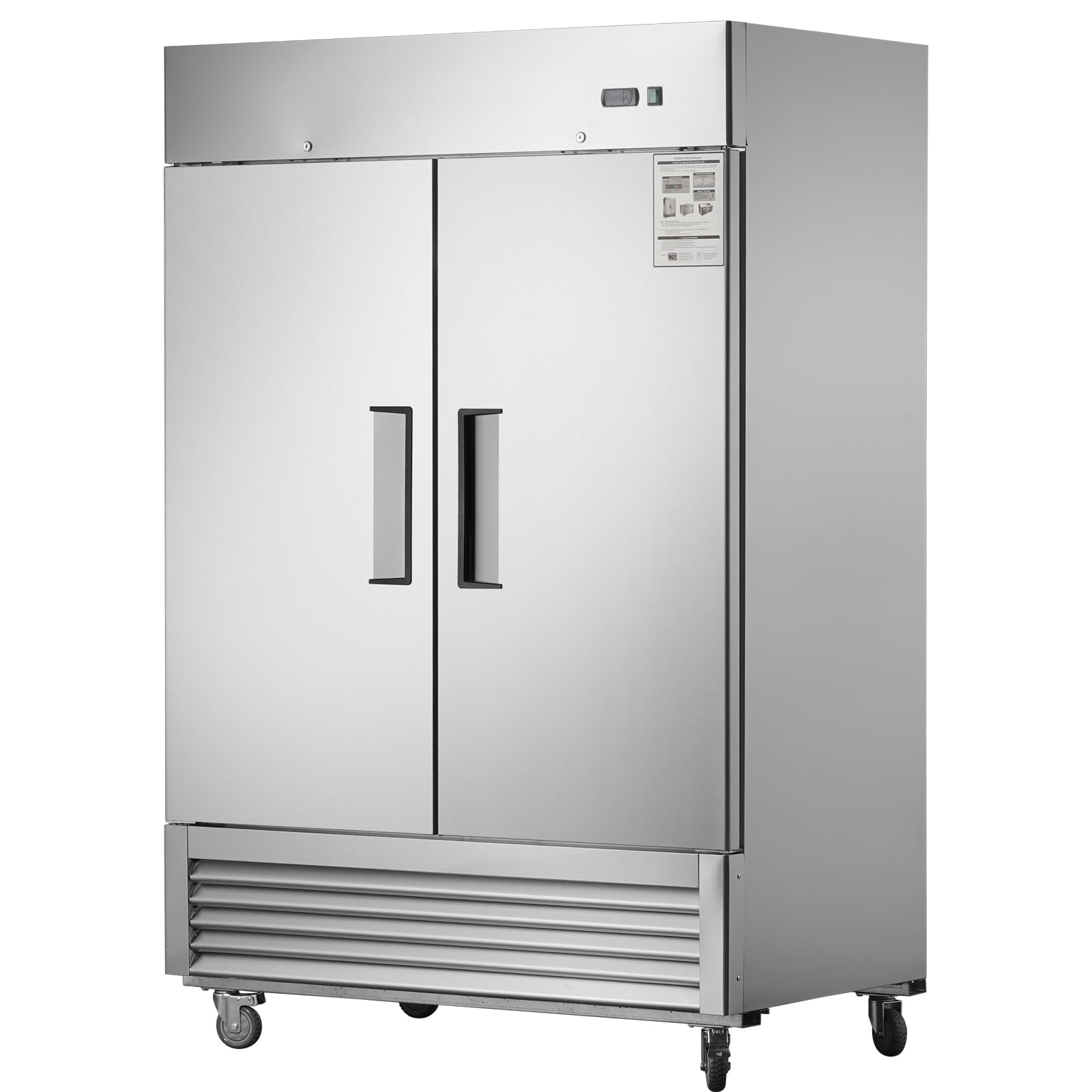 54" Upright Commercial Freezer with 2 Solid Door, 42 Cu.Ft Reach-in Freezer, Stainless Steel Interior and Exterior Construction, -8℉ ~ -2℉, Fan Cooling Freezer, ETL and DOE