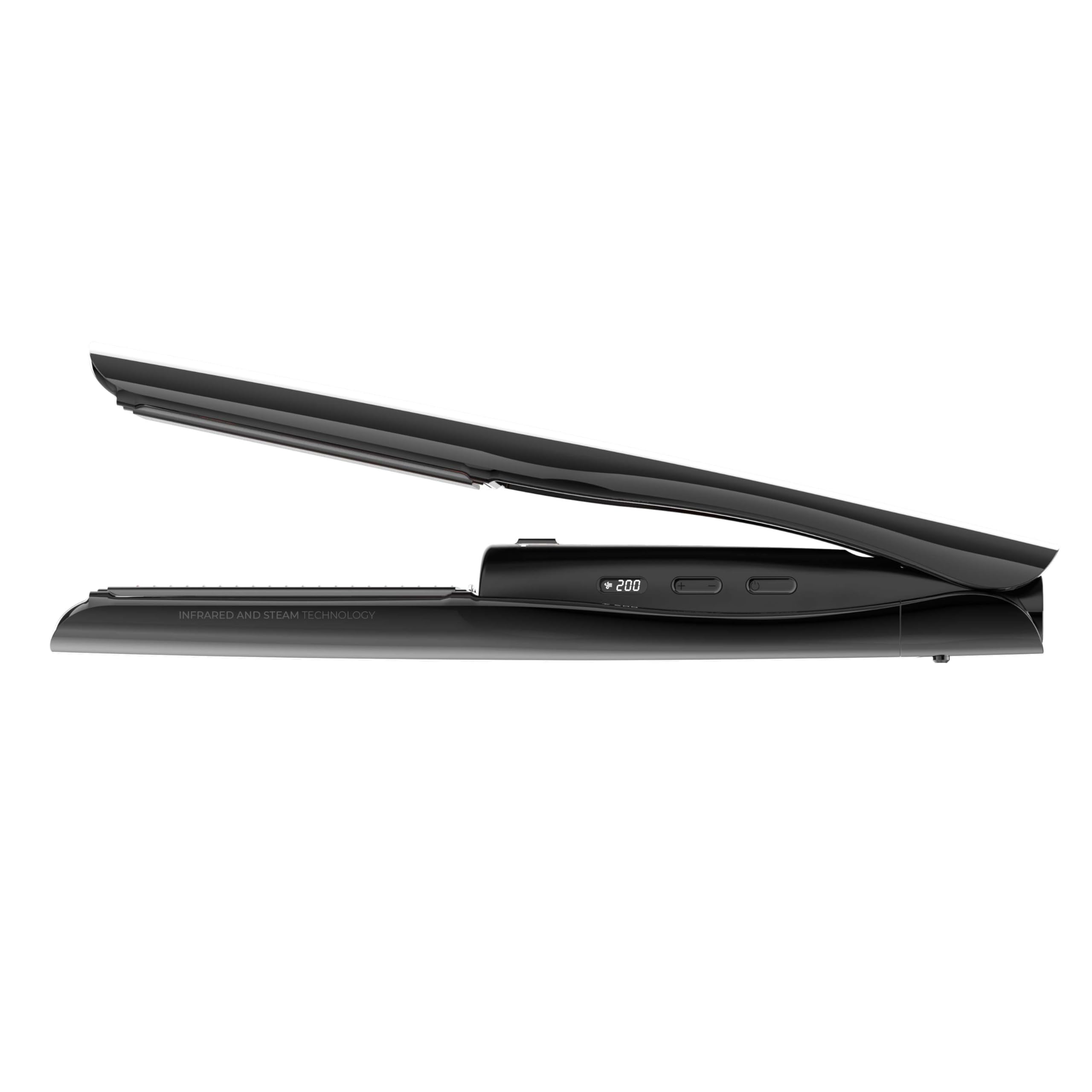 Cecotec Plancha de Pelo con Cable, Tecnología de Vapor e Infrarrojos Lisse iSteamy. 48W, Revestimiento de Cerámica y Queratina, Temperatura Regulable, Incluye Bolsa Térmica y Estuche de Cuero