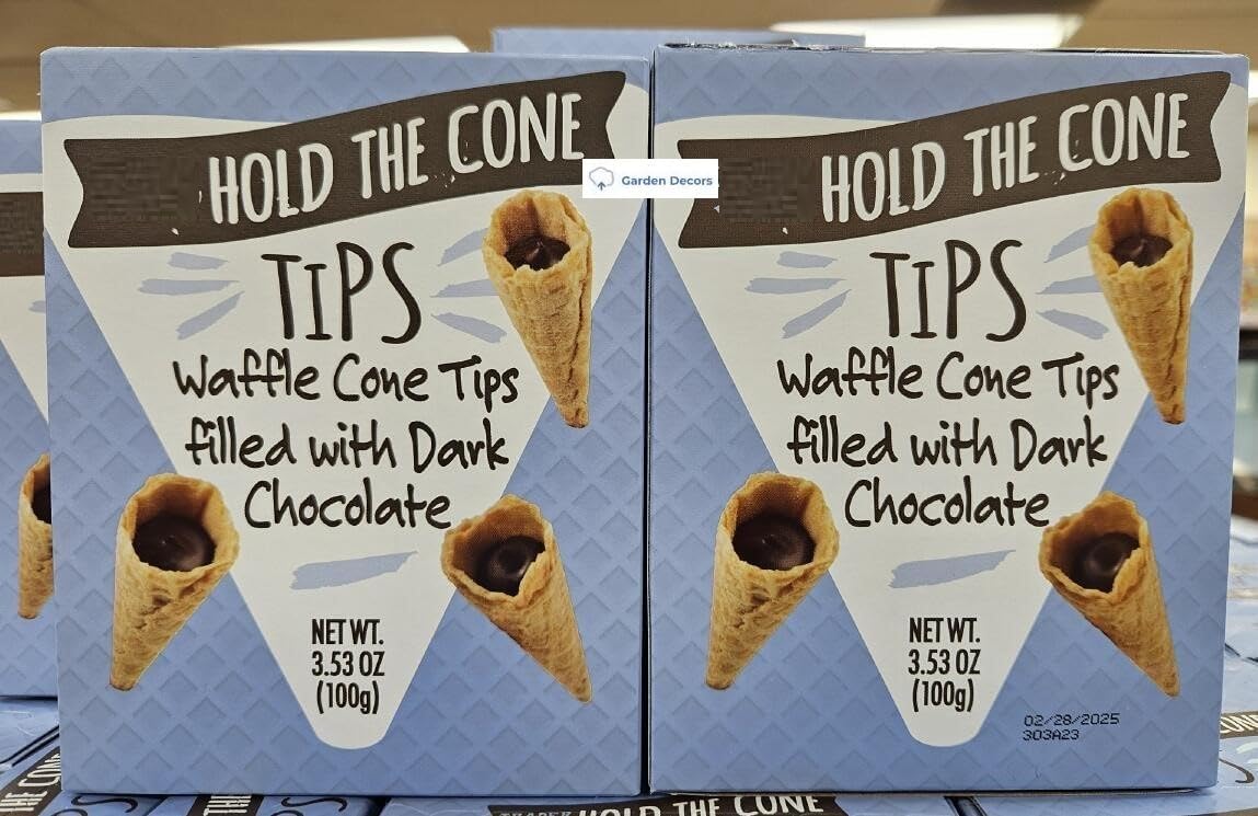 Trader Joe Hold the Cone Tips Waffle Cone Tips Filled with Dark Chocolate 3.53oz 100g (Two Boxes)