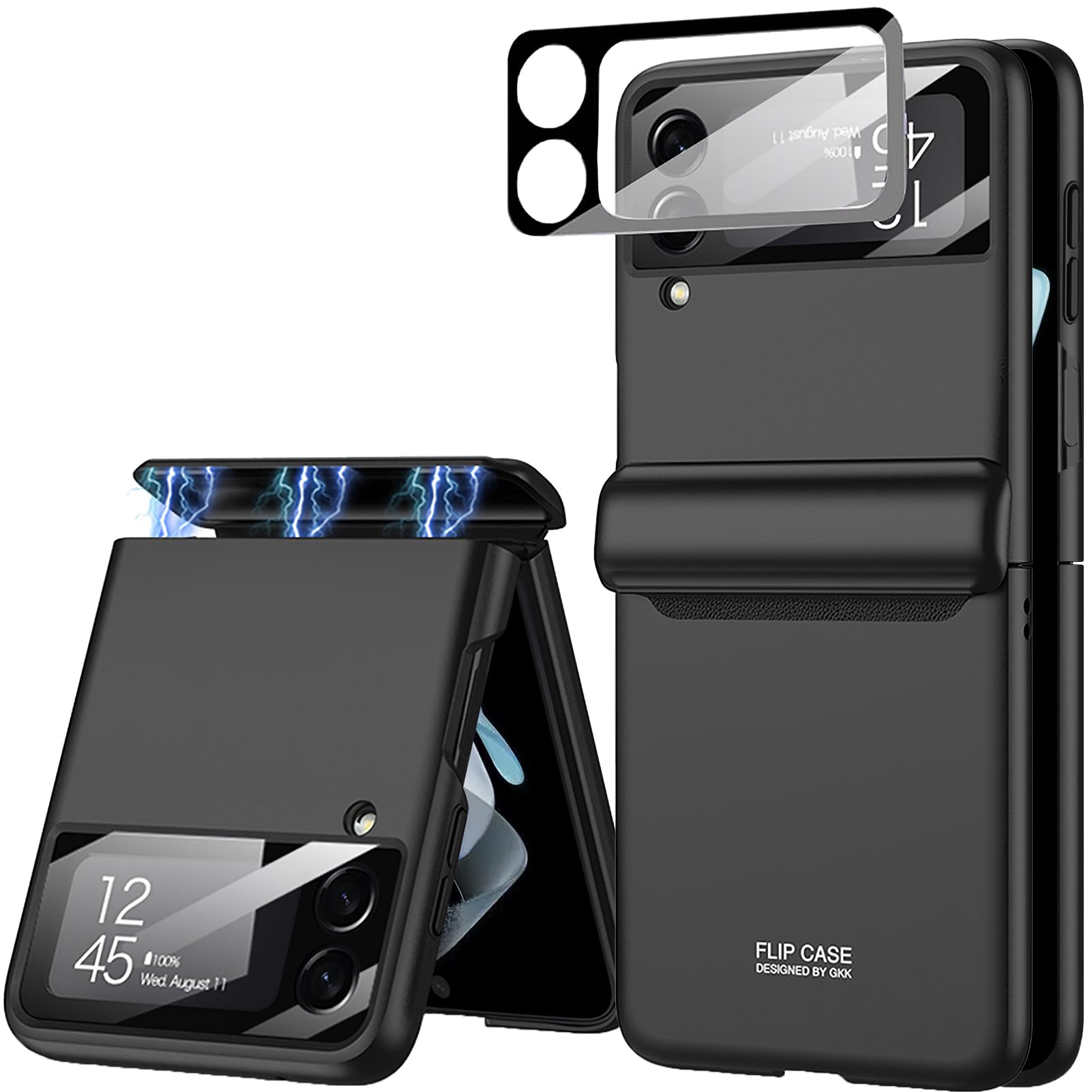 Miimall Compatible for Samsung Galaxy Z Flip 4 Case, Z Flip 4 Case with Magnetic Hinge Protection + Ultra-Thin Hard PC All-Inclusive Magnetic Case for
