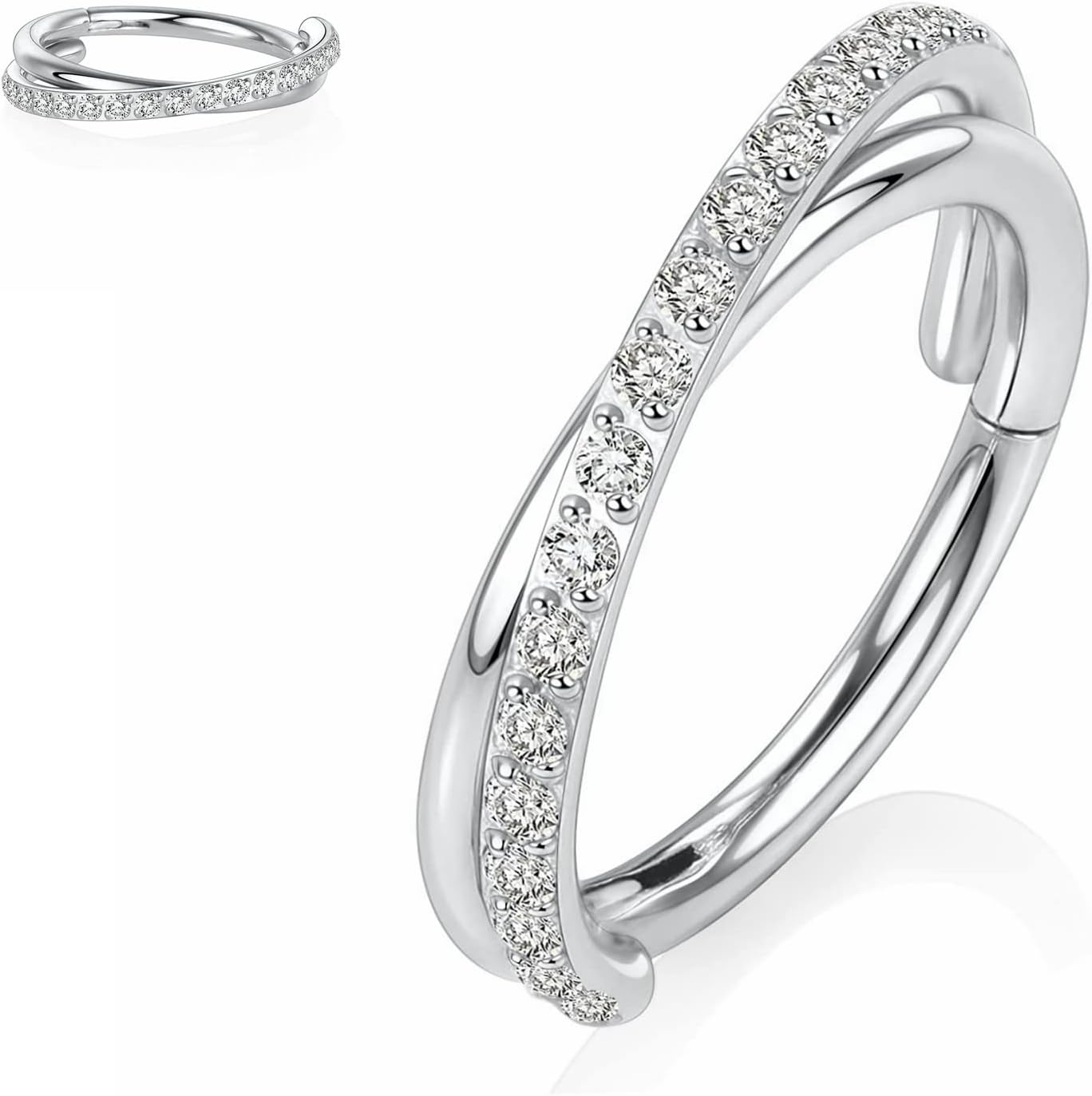 Yrogcu20G 18G 16G 14G Single/Double Hoop Stainless-Steel Seamless-Hinged-Piercing Segment-Clicker Nose-Ring-Hoop : Diameter 6mm 8mm 10mm 12mm Cartilage Earrings