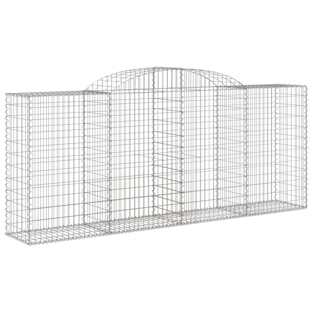 Gaviones con arco 2 unidades de hierro galvanizado 300x50x120/140cm para barrera de jardín y protección visual como pared decorativa de gaviones con aislamiento acústico de alambre robusto