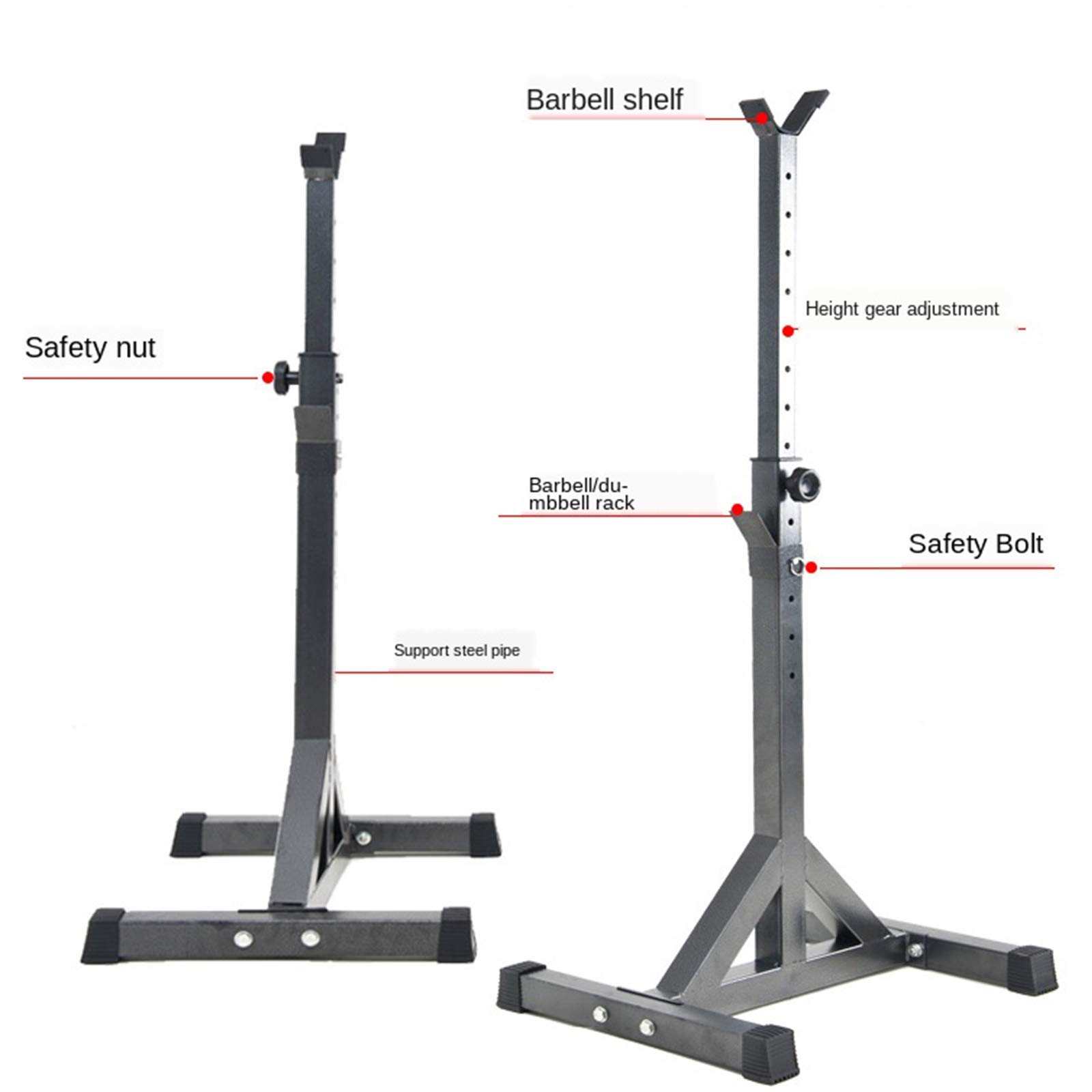 OTQEFTN Adjustable Squat Barbell Rack Stand Stand Solid Steel Squat Barbell-Press Home Gym Stretching Portable Dumbbell Racks