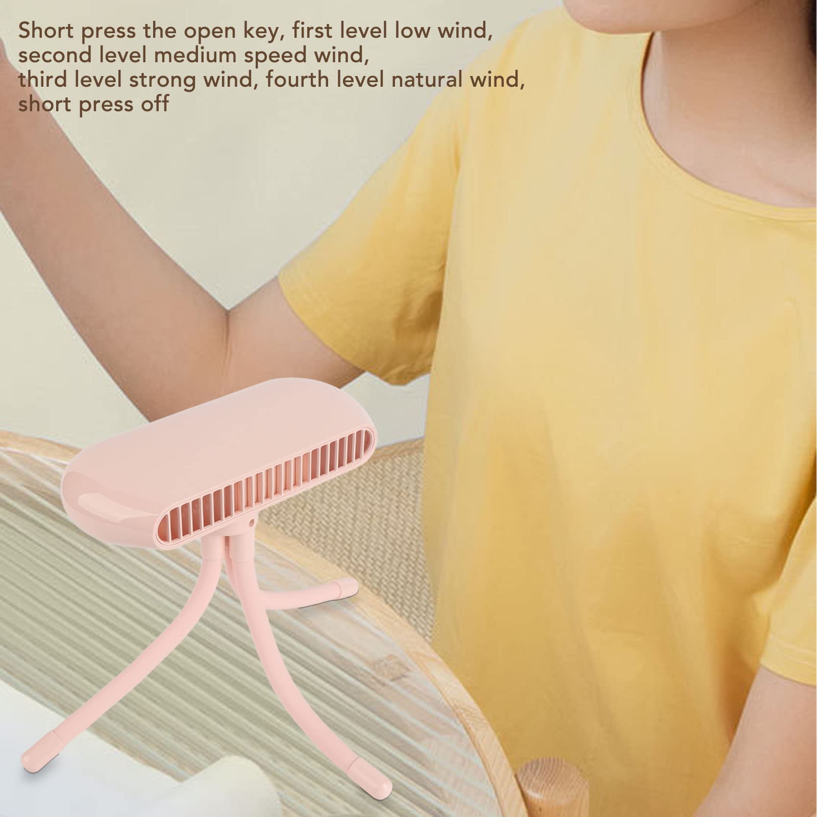 Ventilador para Cochecito sin Aspas, Ventilador Portátil para bebé, Miniventilador de Mano, de Pulpo Silencioso Recargable por USB de 4 Velocidades con Caja Repelente