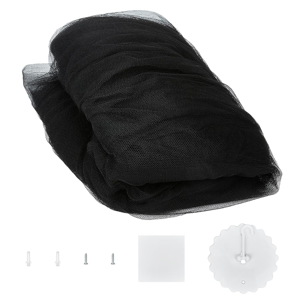 WADORN Mosquito Net Bed Canopy, Large Black Hanging Bed Net from Ceiling Dome Mosquito Net with Install Accessories for Single Twin Full Queen Size Bed Indoor Outdoor Use and Travel