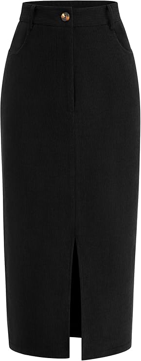 PRETTYGARDEN Corduroy Skirt Women Fall Fashion 2025 High Waisted Pencil Midi Skirts Business Casual Work Office Winter Outfit