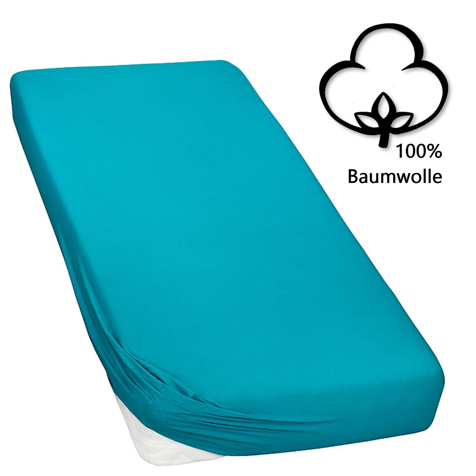 Moon Topper Spannbettlaken Line Green - 100% Baumwolle 160g/m² Für 90x200-100x220cm