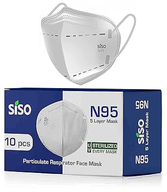 SISO N95 5 Layer Face Mask FFP2 Reusable/washable* (Pack of 10) - ISI Mark/BIS Certified - White