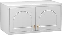 POLUP Metal Wall Cabinet - Upper Wardrobe Storage Overhead Cabinet for Bedroom Living Room, White 18"D x 32"W x 15"H, Easy Assembly