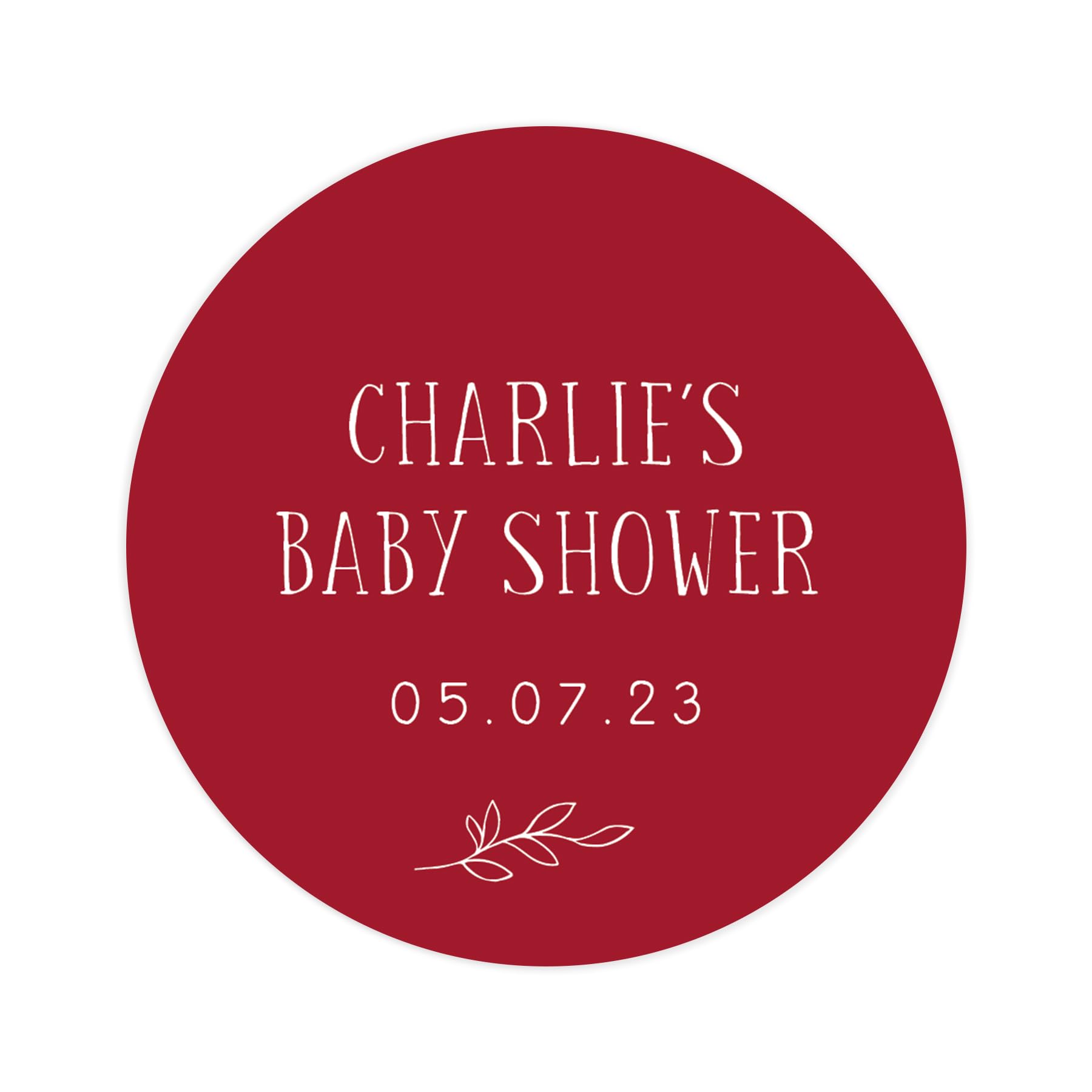 Personalised Baby Shower Stickers | Baby Shower Sticker/Labels | for Favors | Round Circle | Choice of Colours (Red) โ image 1