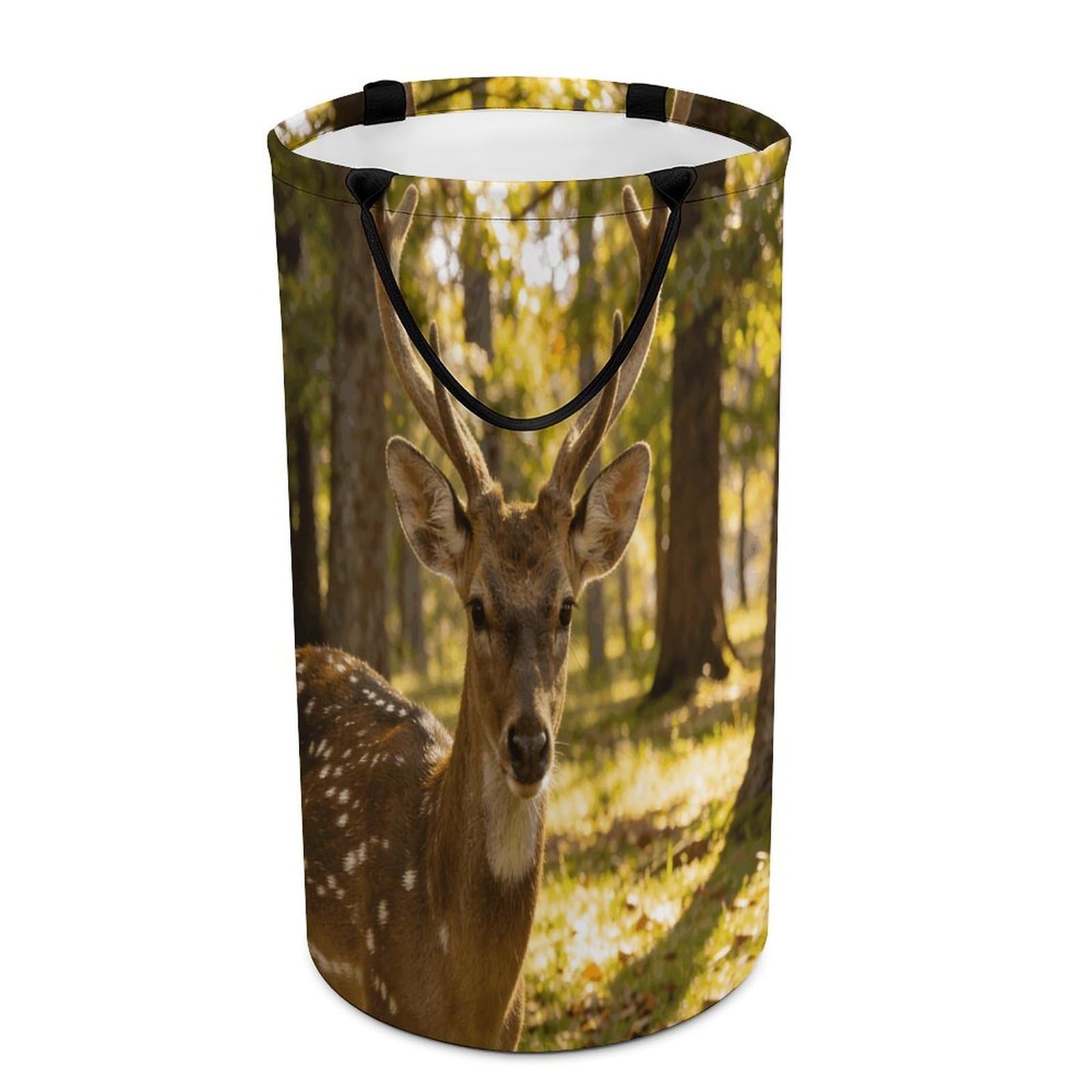 Fur Horn Shining Light Laundry Hamper 86L Waterproof Collapsible Clothes Basket with Double Handles Freestanding Foldable Laundry Basket Large Clothes Hamper for Bathroom