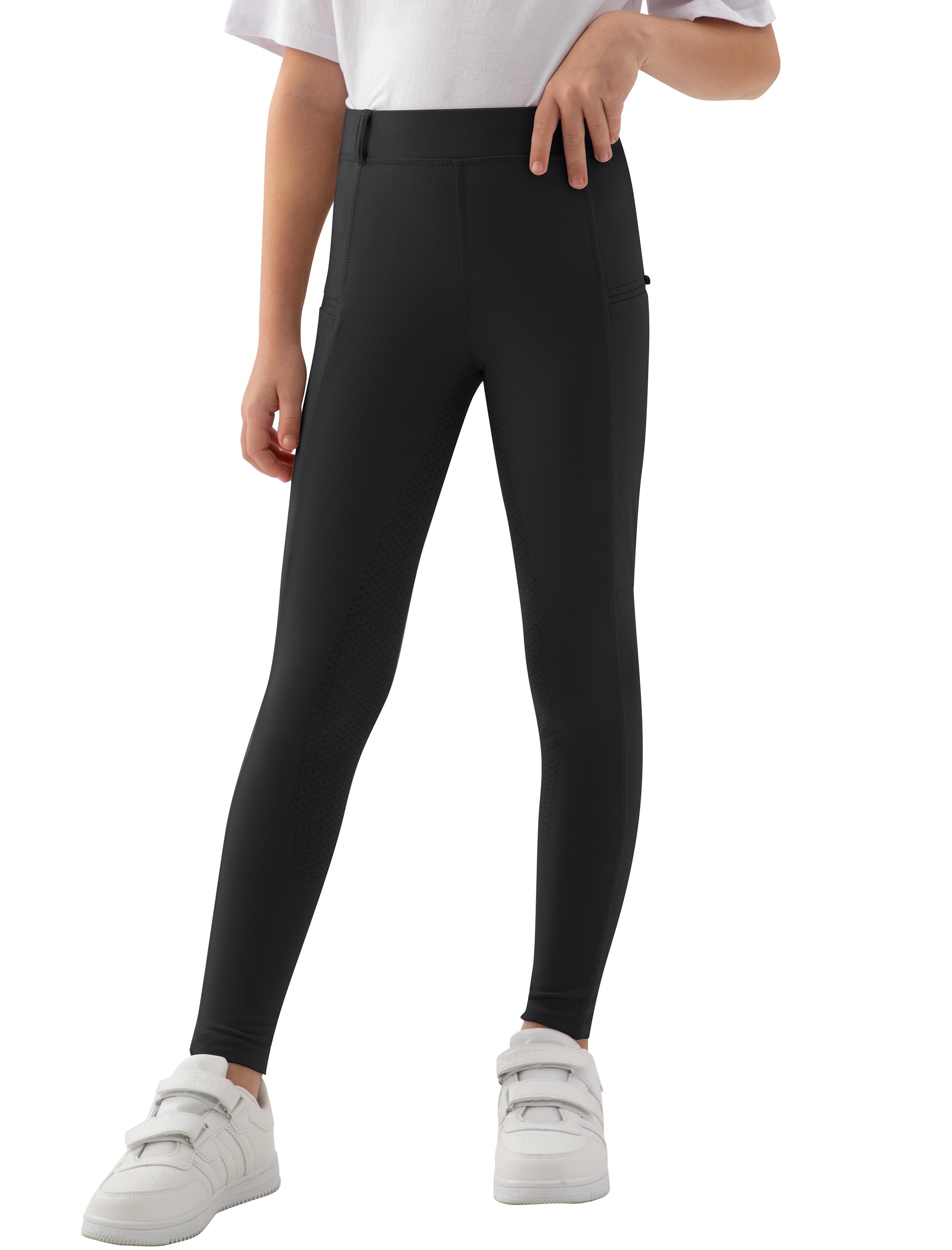 MoFiz Kinder Reithose Mädchen Vollbesatz mit Silikon Kinder Reitleggings mit Reißverschlusstasche
